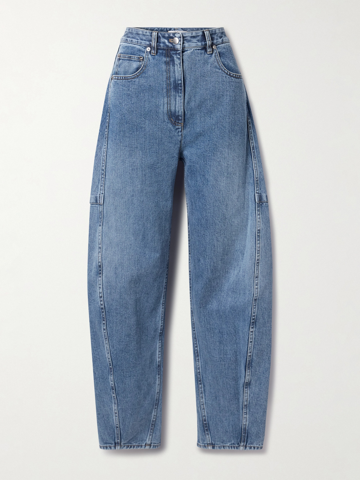 Tibi - Sid Paneled High-rise Tapered Jeans - Blue