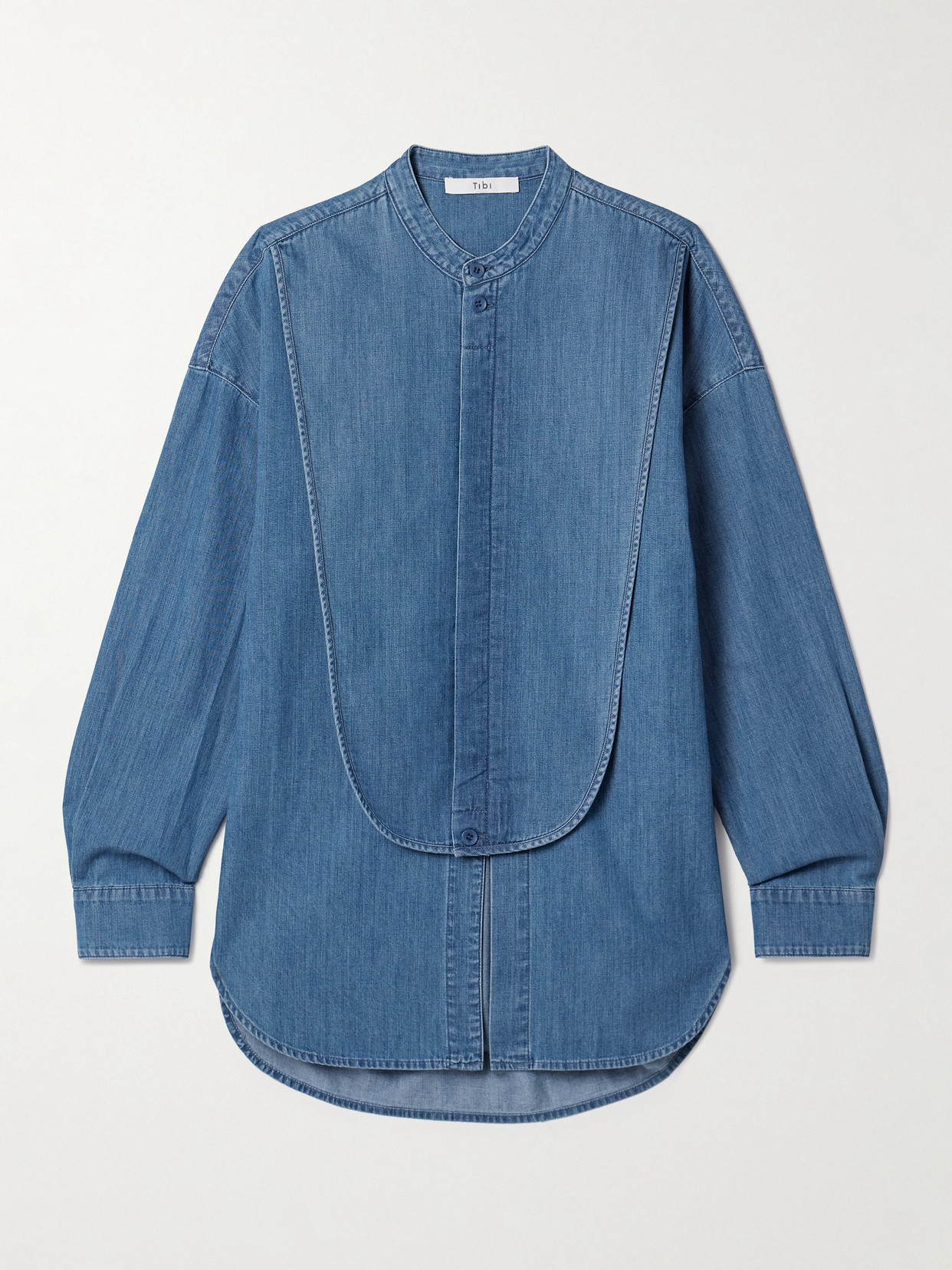 Tibi Layered Denim Shirt In Blue