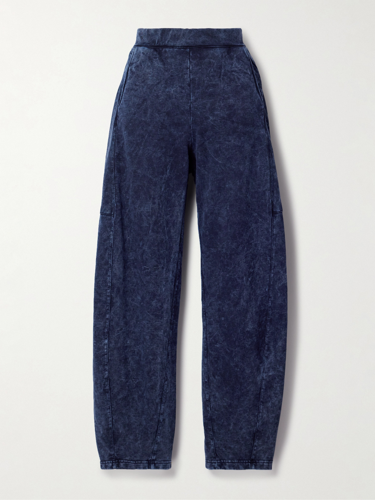 Tibi Winslow Acid-wash Cotton-jersey Wide-leg Track Pants In Blue