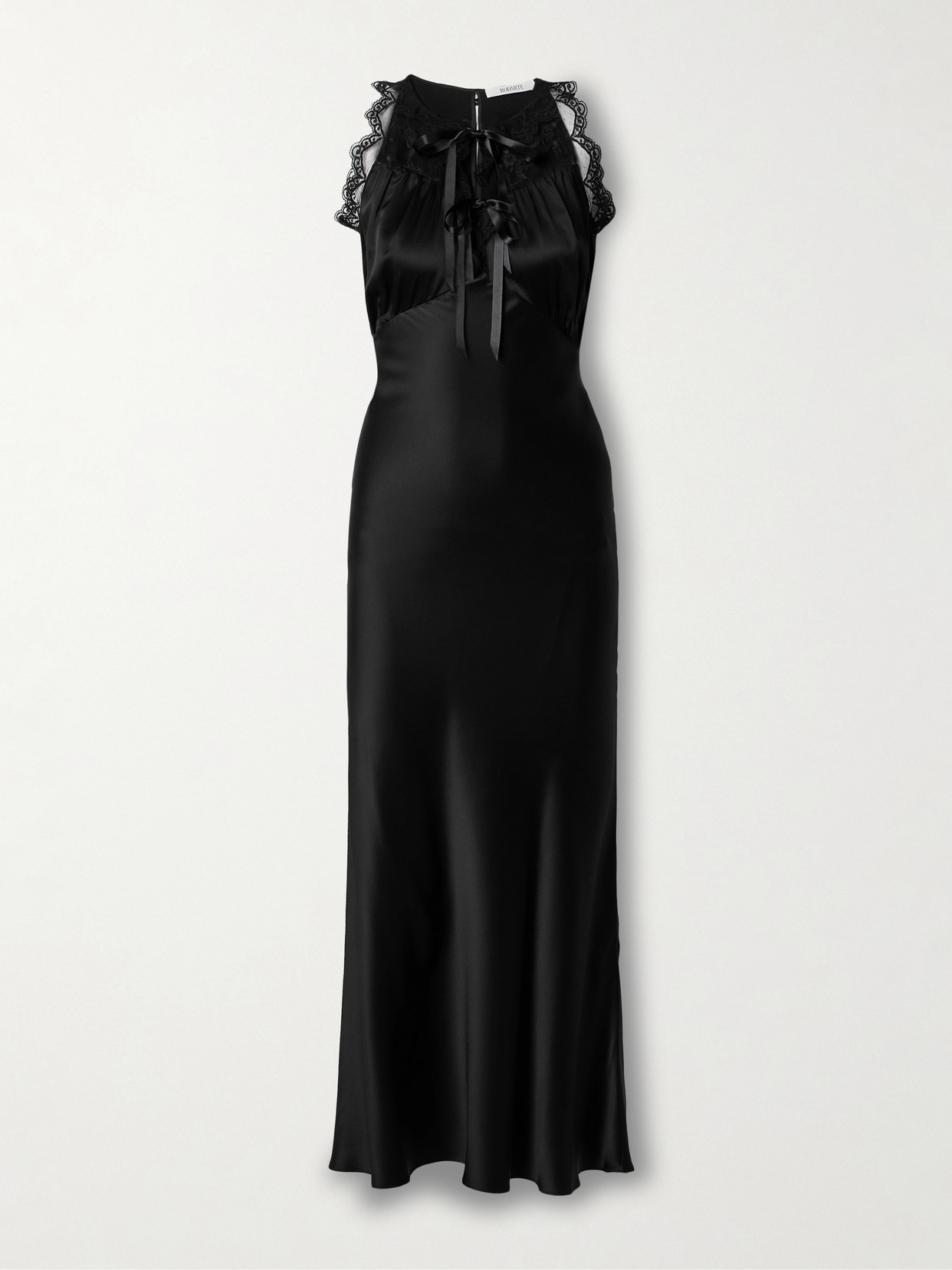 Rodarte Lace-trimmed Silk-satin Gown In Black