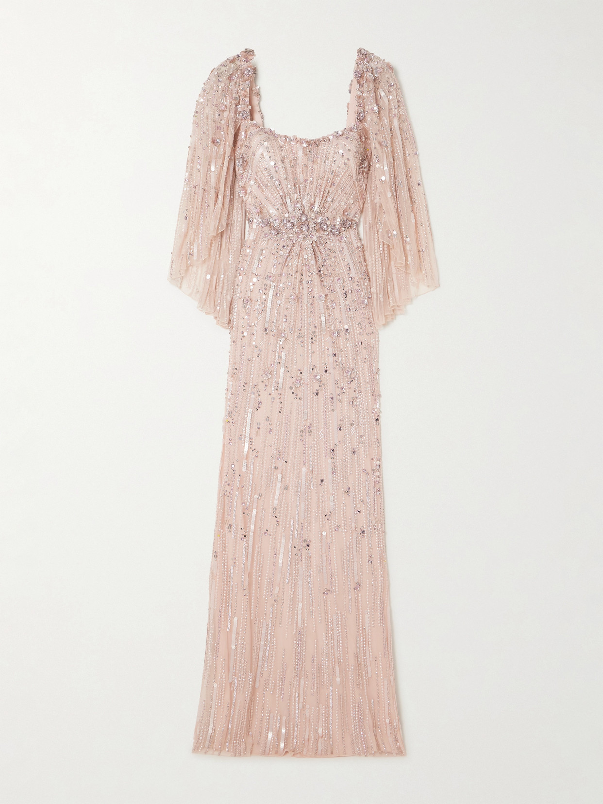 Jenny Packham Bright Star Embellished Sequined Tulle Gown In Pink