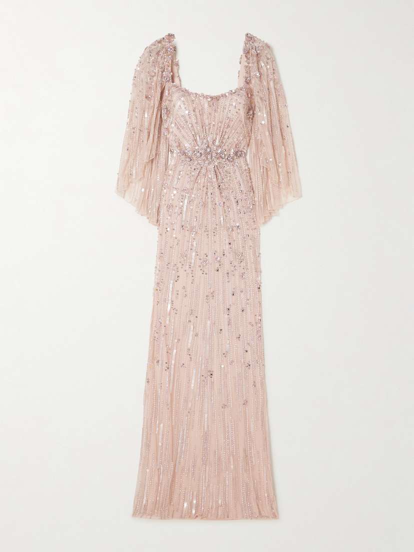 Jenny Packham Bright Star Embellished Sequined Tulle Gown