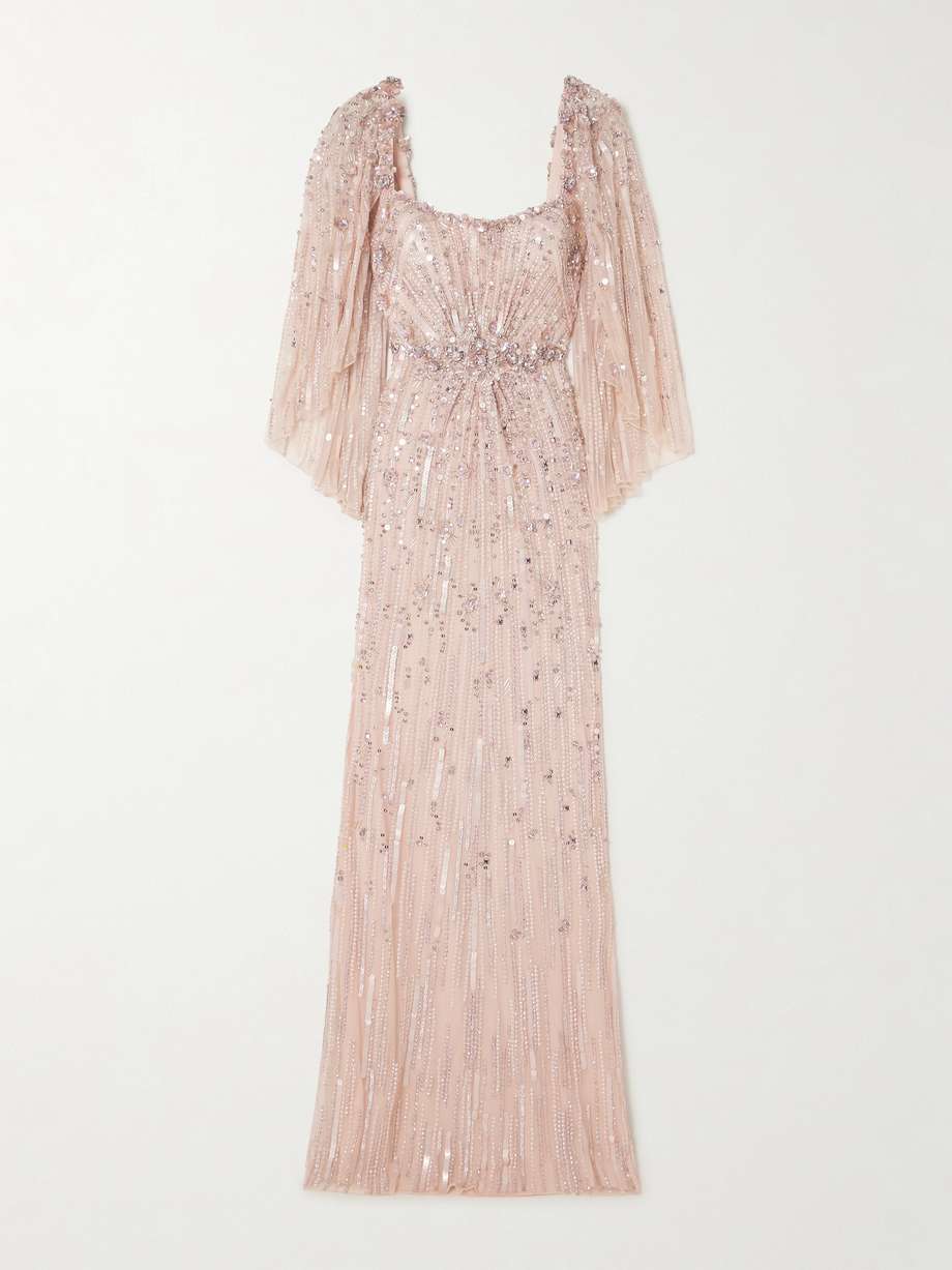 bright star embellished sequined tulle gown