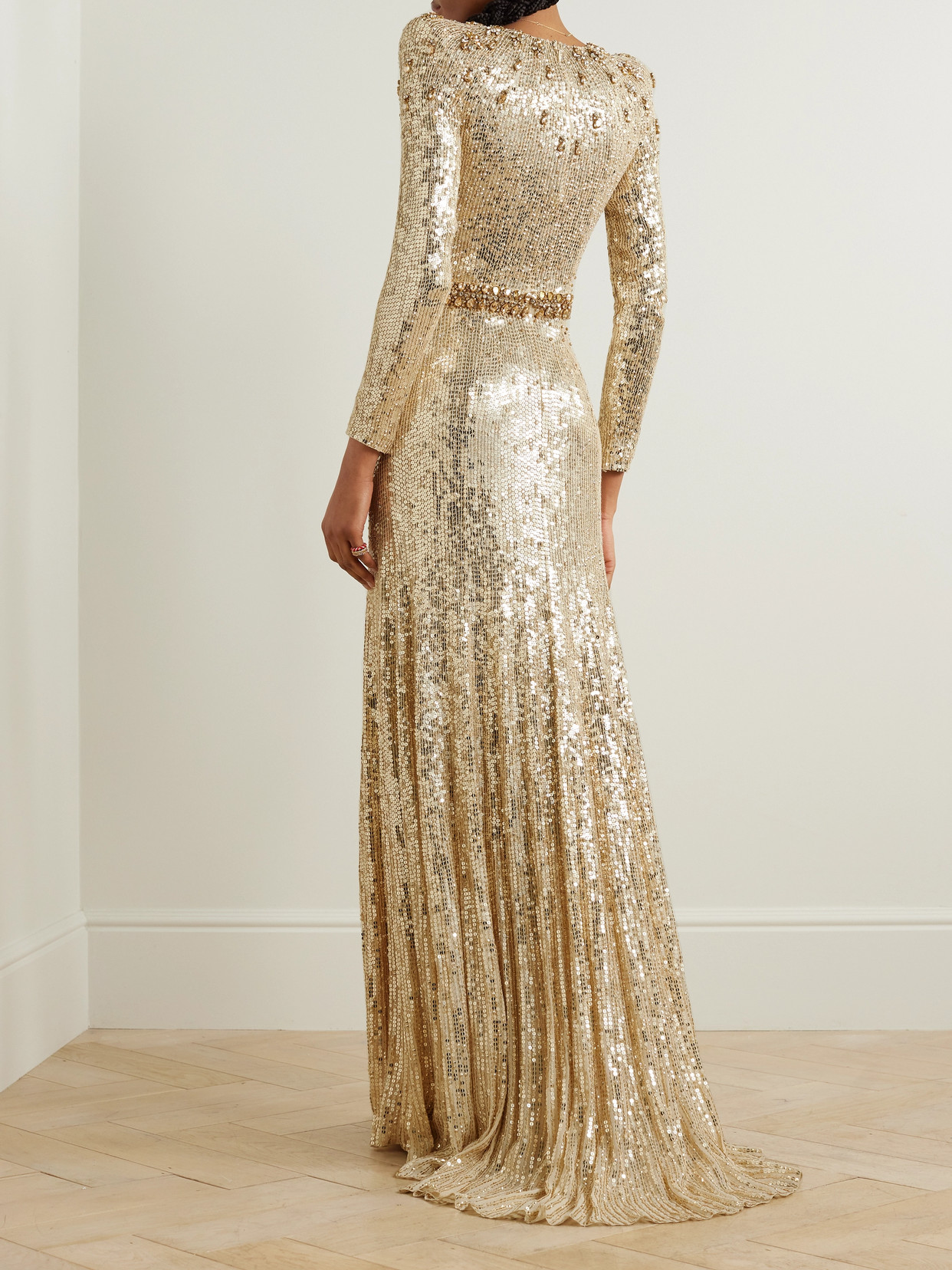 Shop Jenny Packham Georgia Embellished Sequined Tulle Gown In Gold