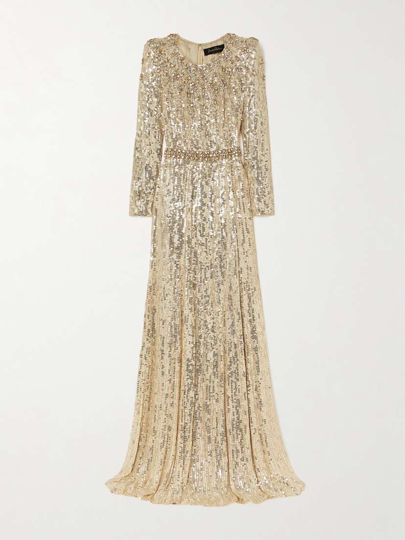 Jenny Packham Georgia Embellished Sequined Tulle Gown