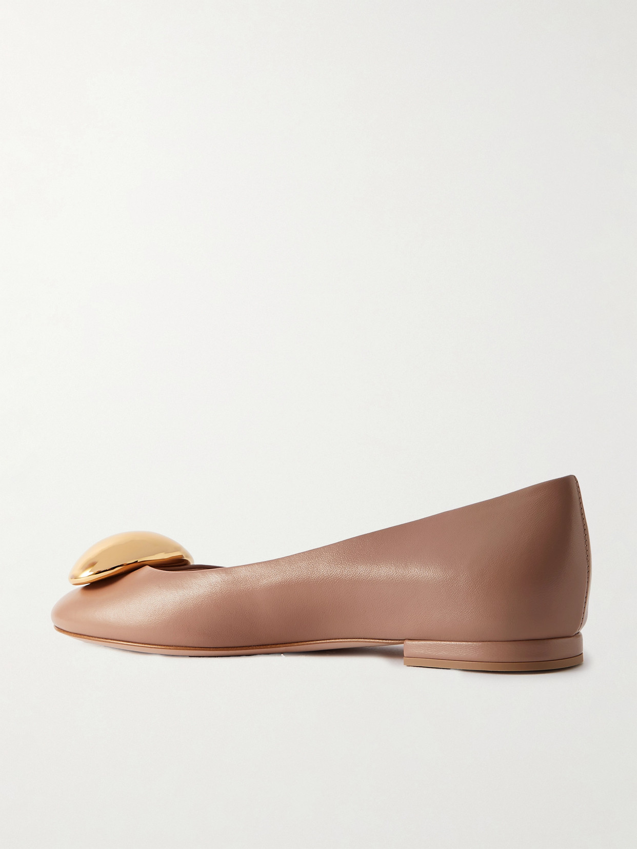 Gianvito Rossi Embellished Leather Ballet Flats In Neutrals