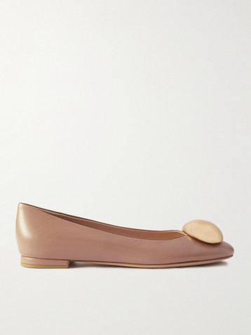 GIANVITO ROSSI Embellished leather ballet flats