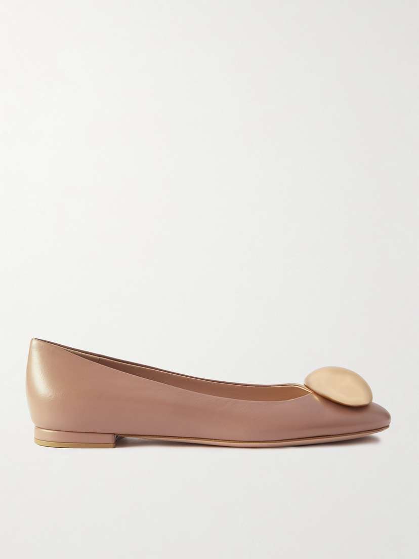 Gianvito Rossi Embellished Leather Ballet Flats