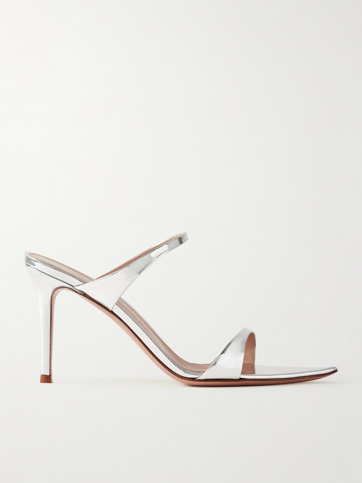 Gianvito Rossi Metal 85 Mirrored-leather Mules In Silver