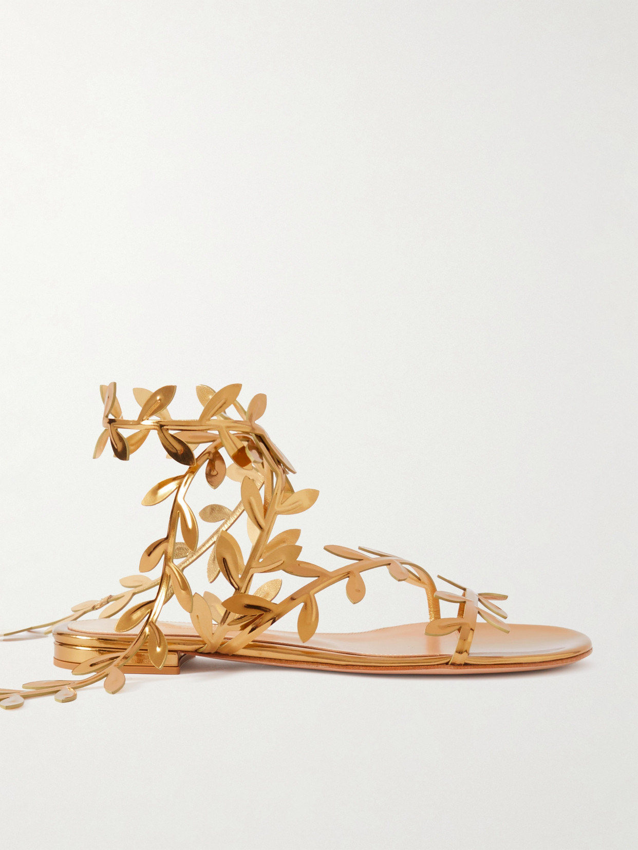 Gianvito Rossi Flavia Mirrored-leather Sandals In Gold