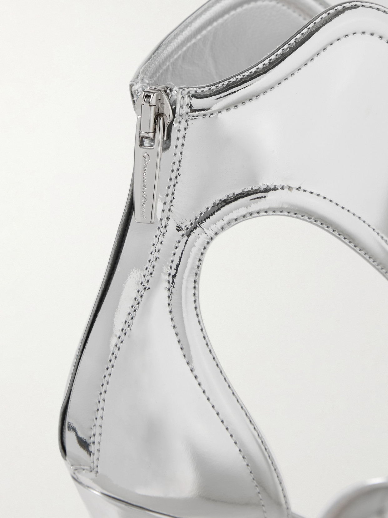 Gianvito Rossi Lucrezia 100mm Mirrored-leather Sandals In Silver