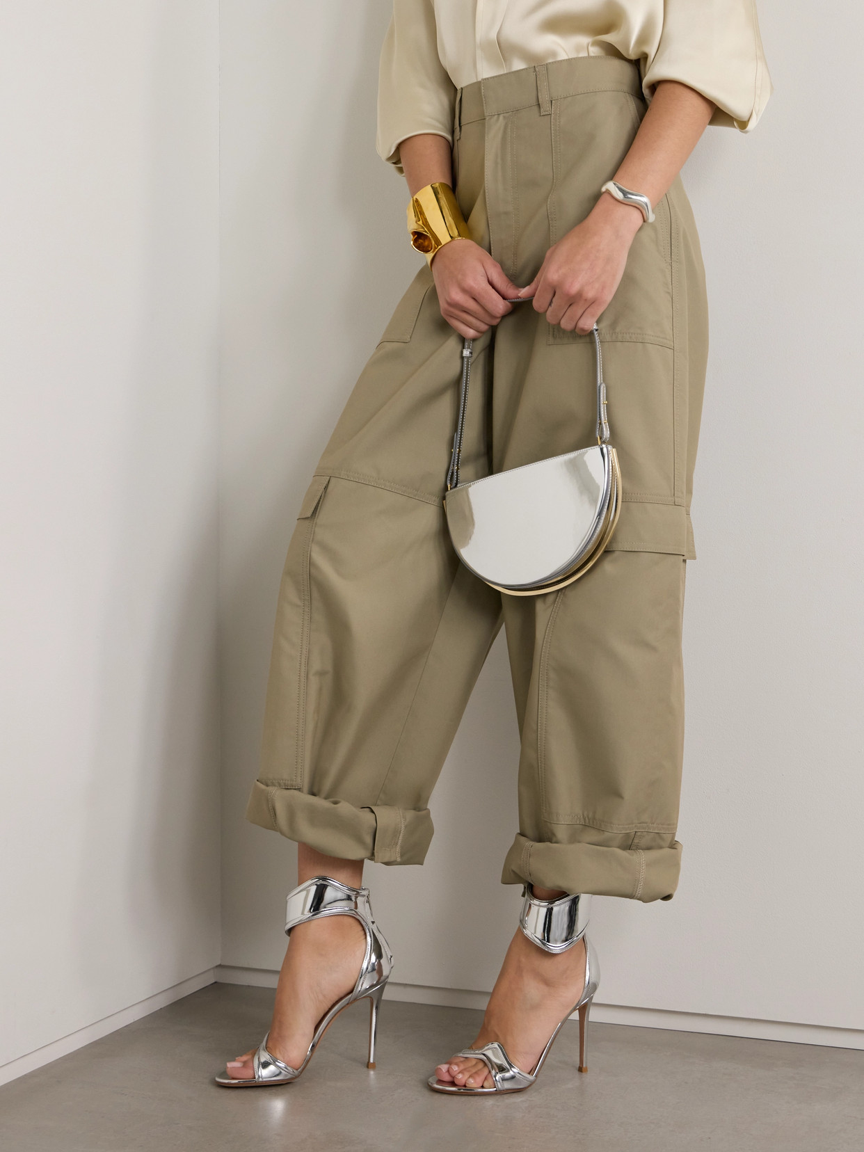 Gianvito Rossi Lucrezia 100mm Mirrored-leather Sandals In Silver