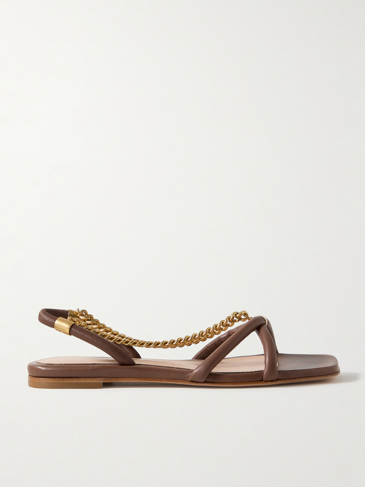 Gianvito Rossi - Embellished Leather Sandals - Brown