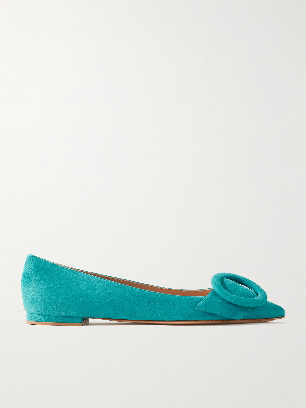 Gianvito Rossi Buckled Suede Point-toe Flats In Blue