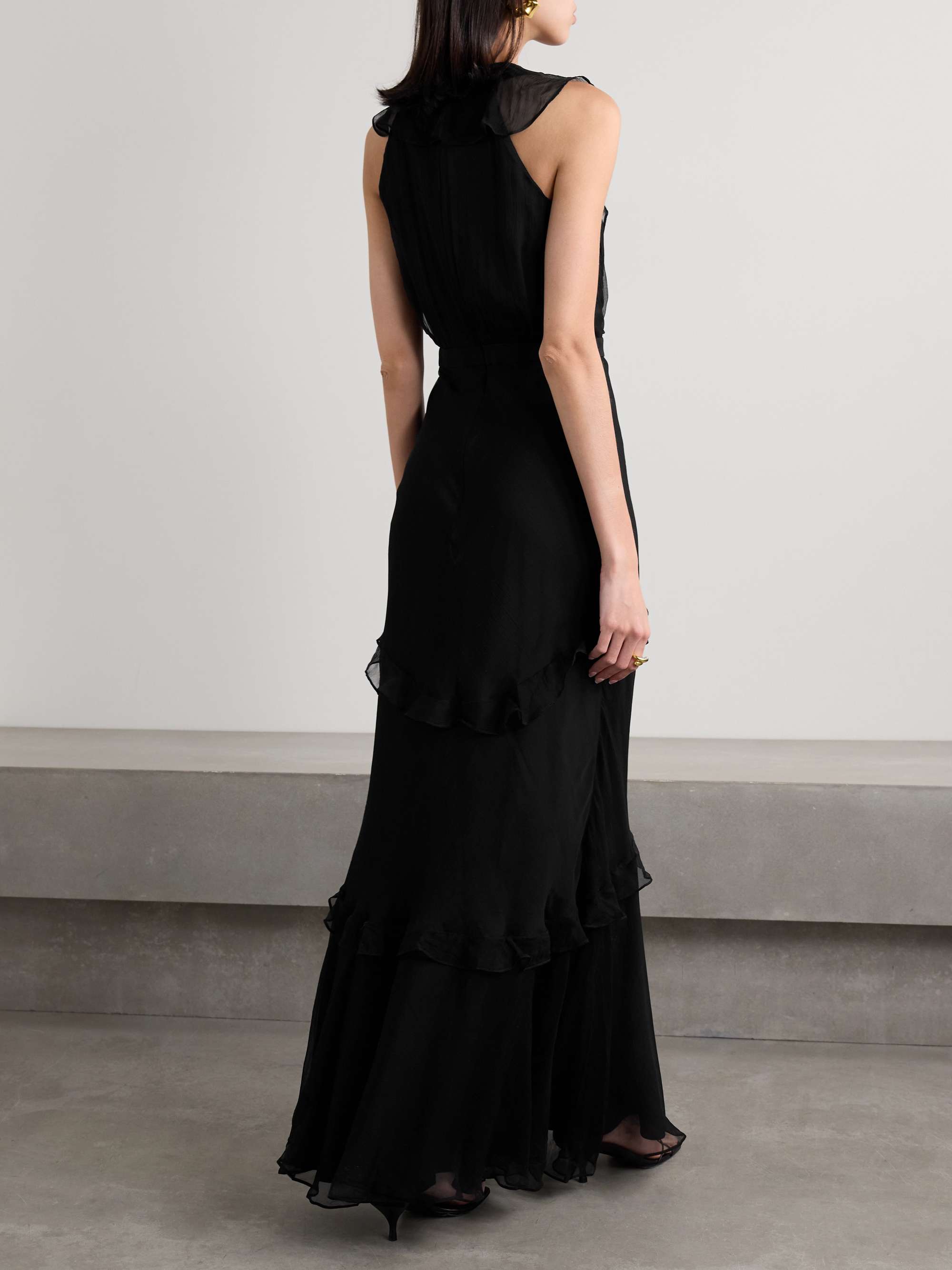 SALONI Rita ruffled floral-print silk-voile maxi dress