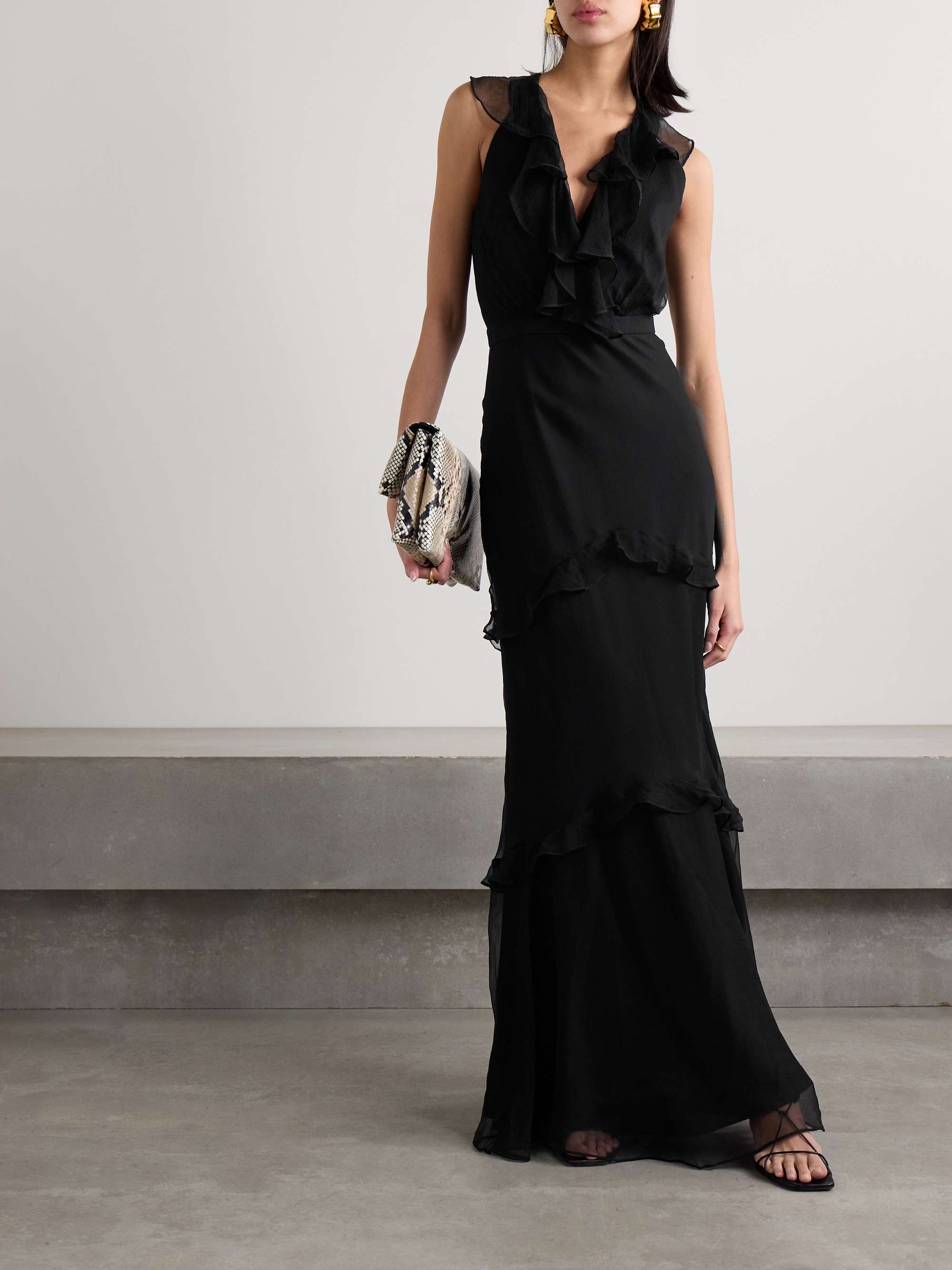 SALONI Rita ruffled floral-print silk-voile maxi dress