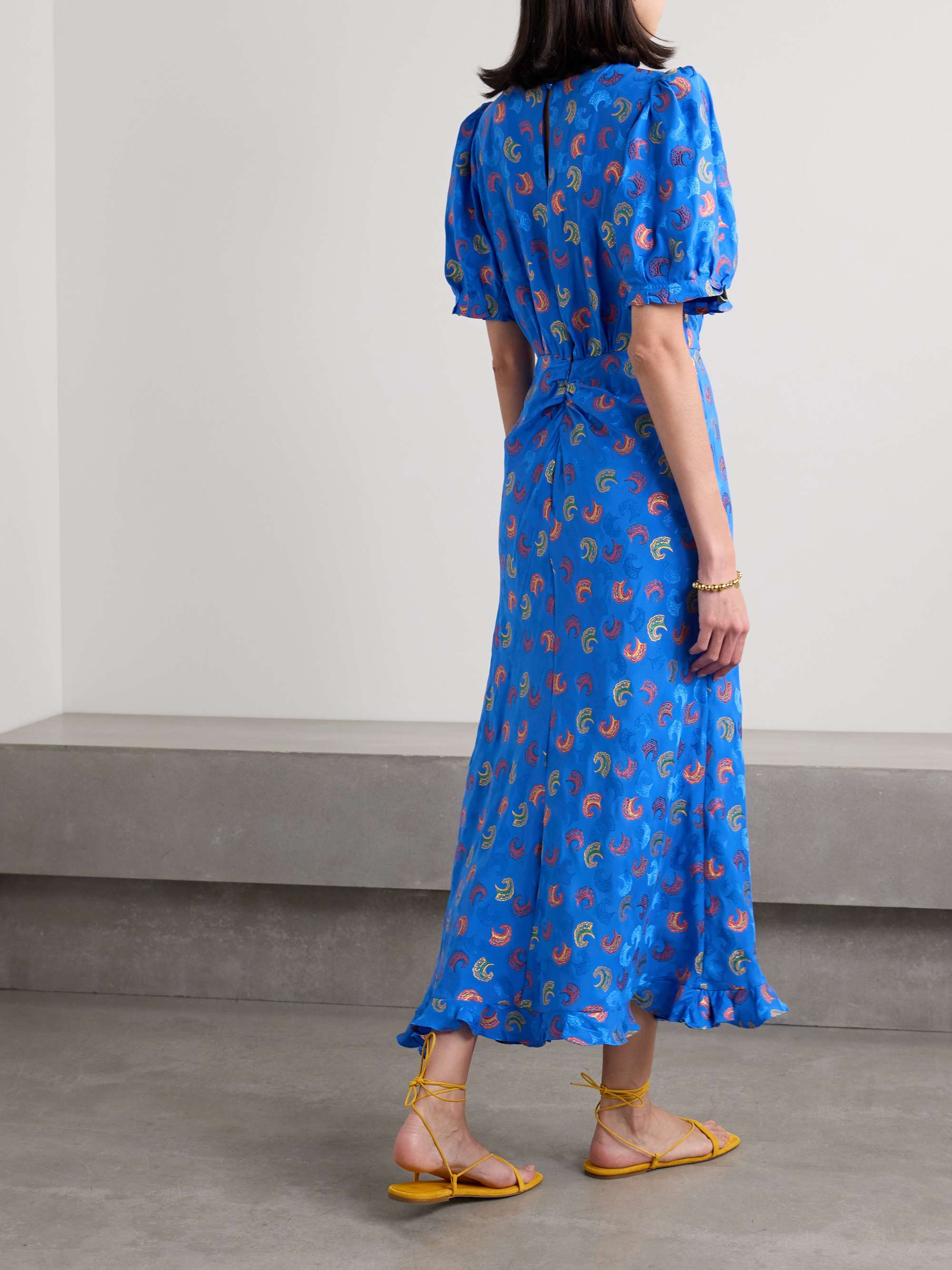 SALONI Vida asymmetric silkblend satinjacquard midi dress NETAPORTER