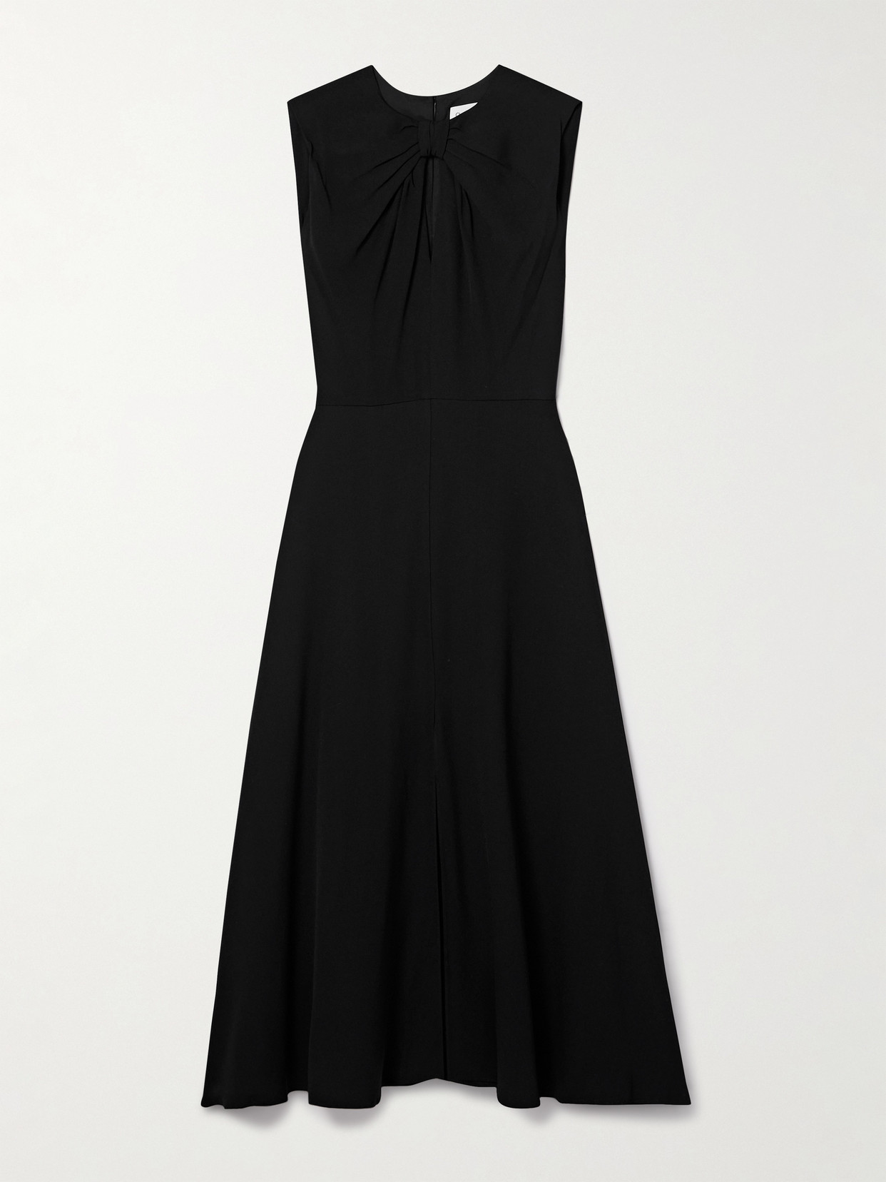 Saloni - Marla Cutout Pleated Crepe Midi Dress - Black