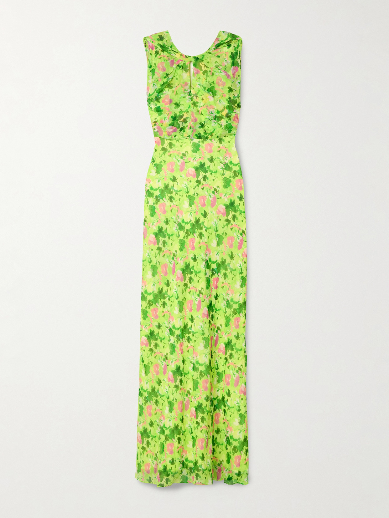 Saloni Claudia Cape-effect Floral-print Silk-georgette Gown In Green