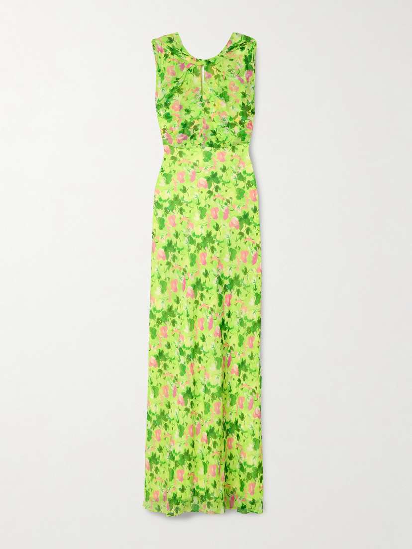 Saloni Claudia Cape-effect Floral-print Silk-georgette Gown