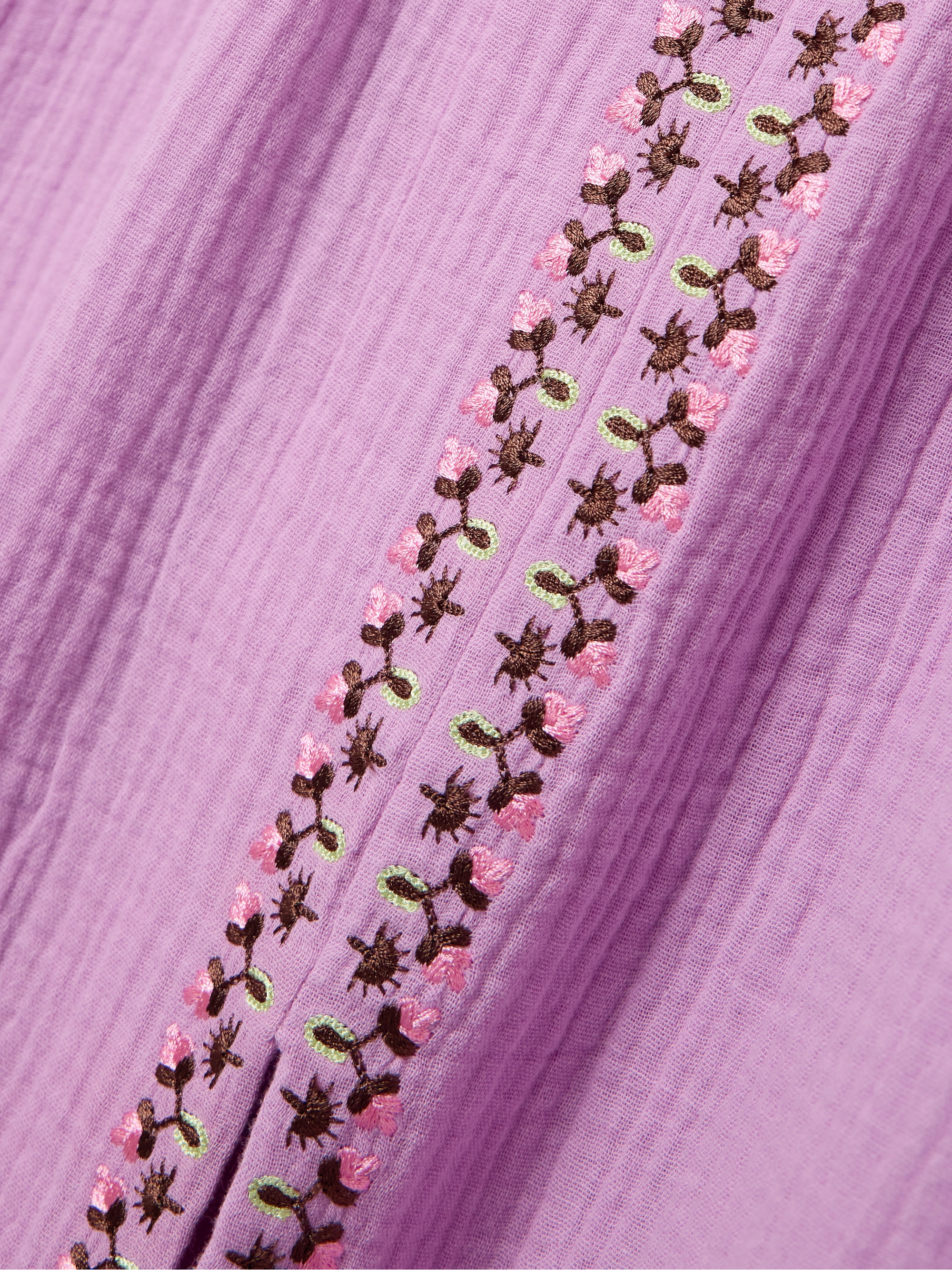 Saloni Jamie tie-detailed embroidered cotton-seersucker midi dress thumbnail