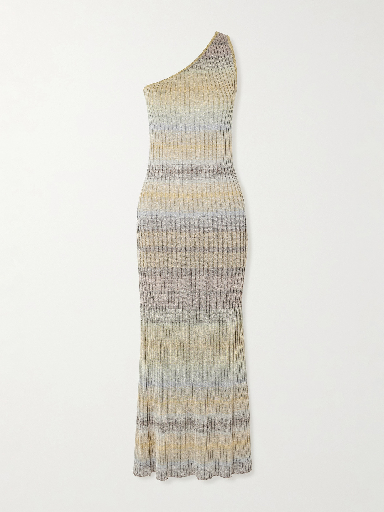 Missoni Mare One-shoulder Striped Ribbed-knit Maxi Dress In Multi