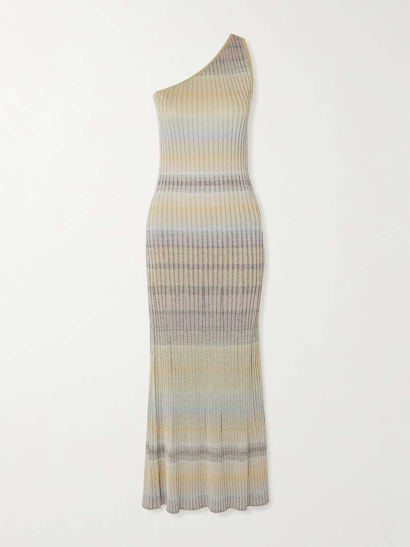 Missoni Mare One-shoulder Striped Ribbed-knit Maxi Dress