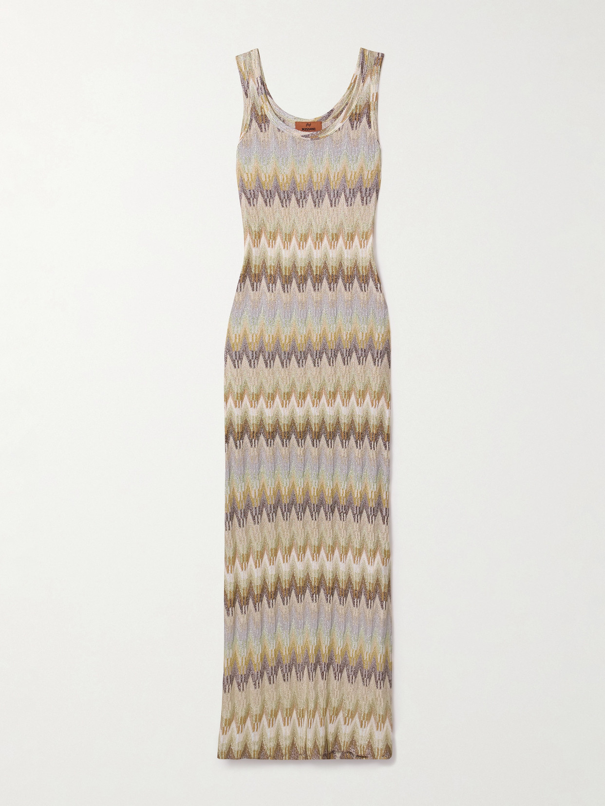 Missoni Metallic Striped Crochet-knit Maxi Dress In Multi