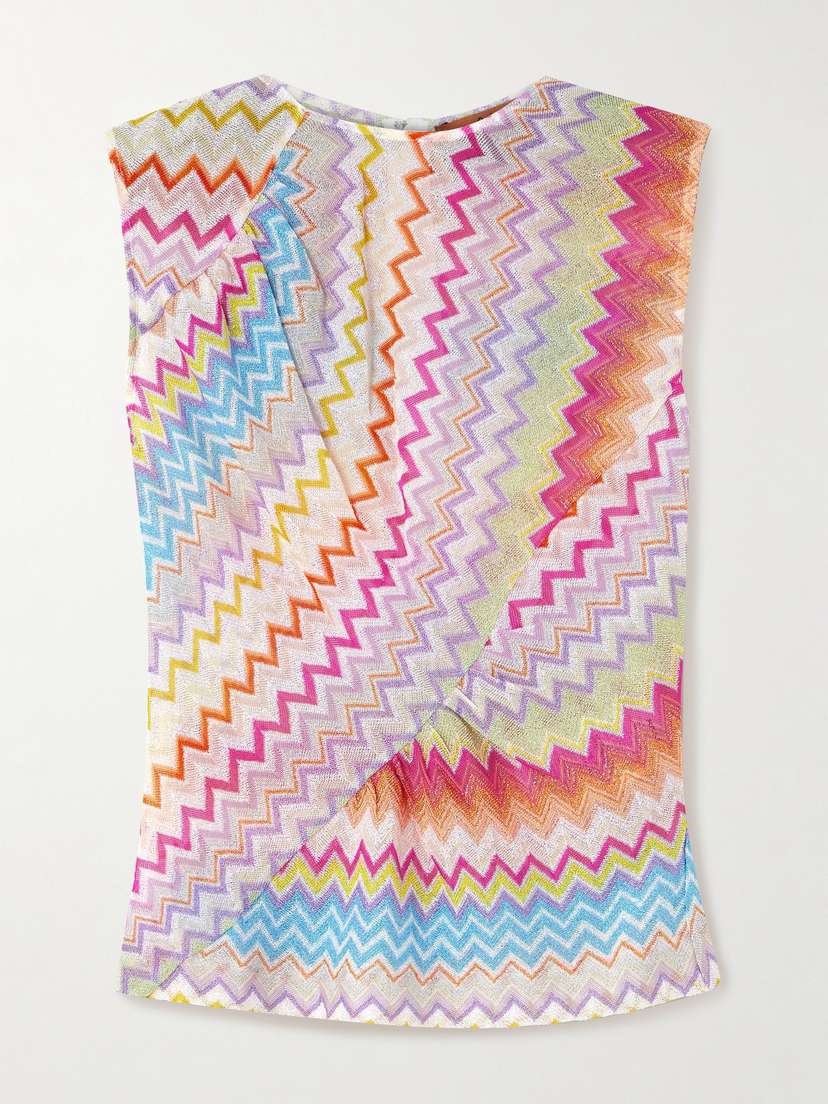 Missoni Striped Metallic Crochet-knit Top