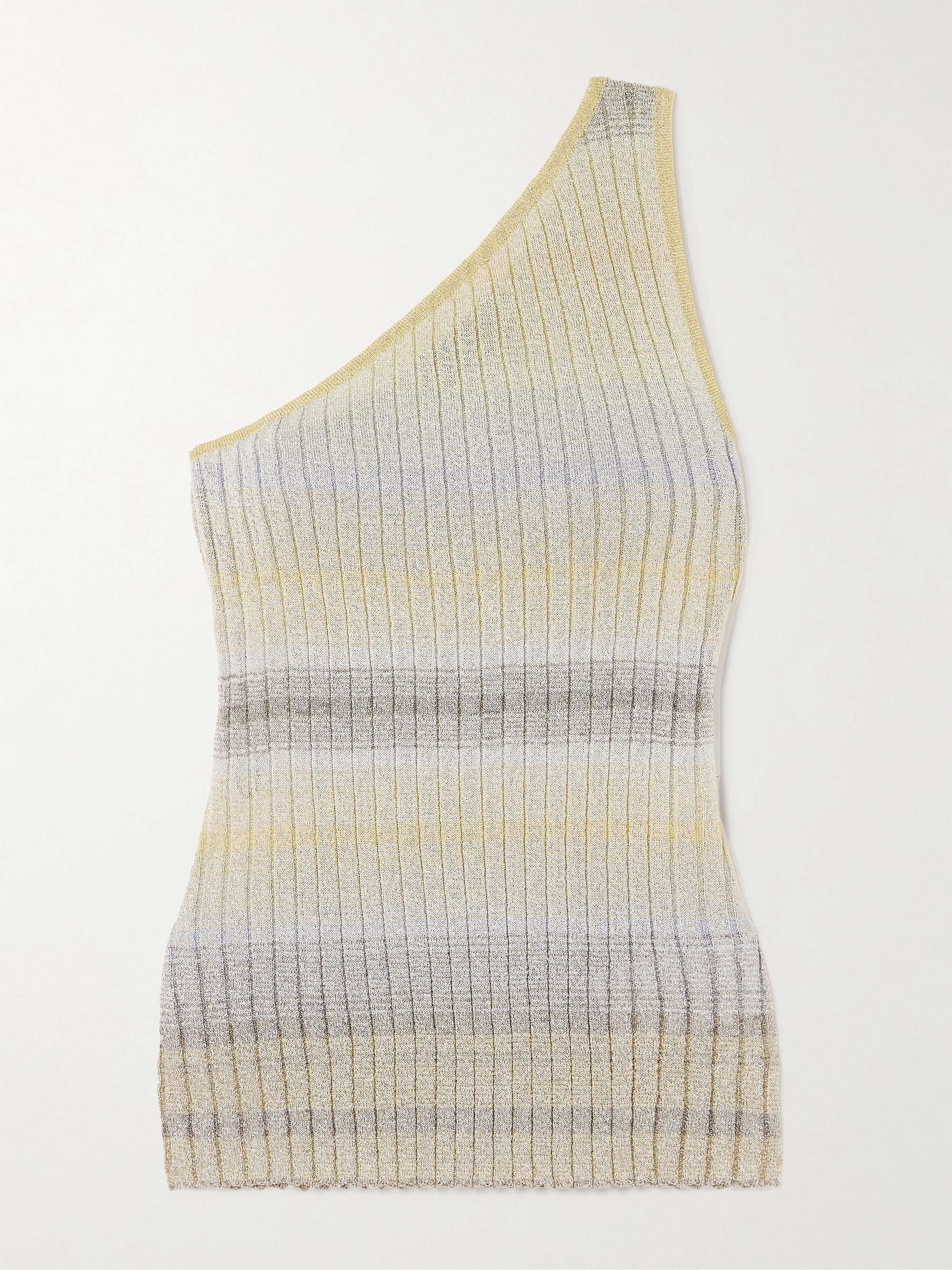 MISSONI Mare one-shoulder metallic ribbed-knit top | NET-A