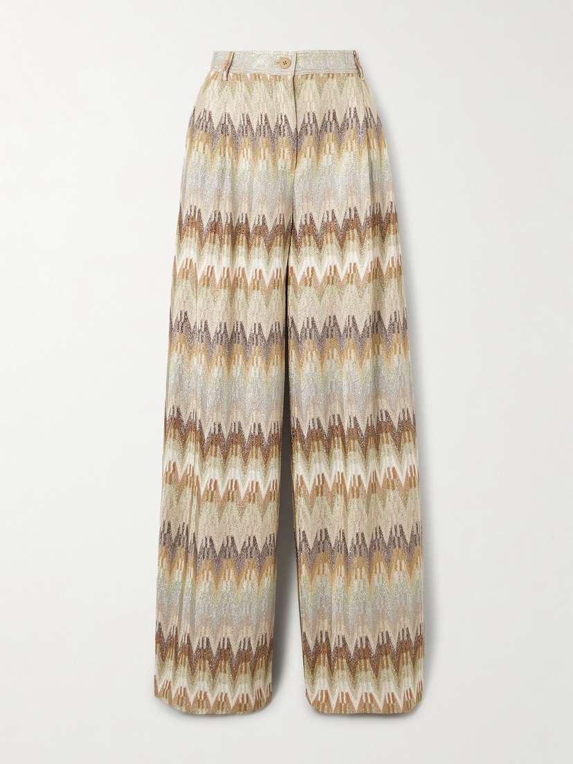 Missoni Metallic Crochet-knit Straight-leg Pants
