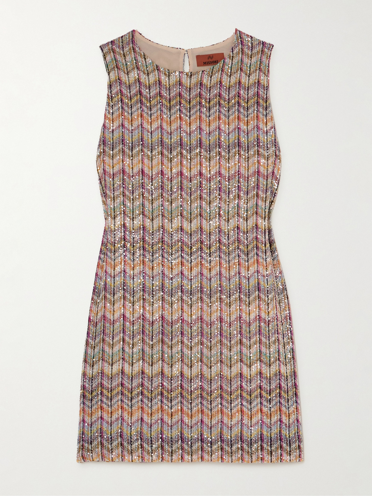 Missoni Sequin-embellished Striped Crochet-knit Mini Dress In Multi