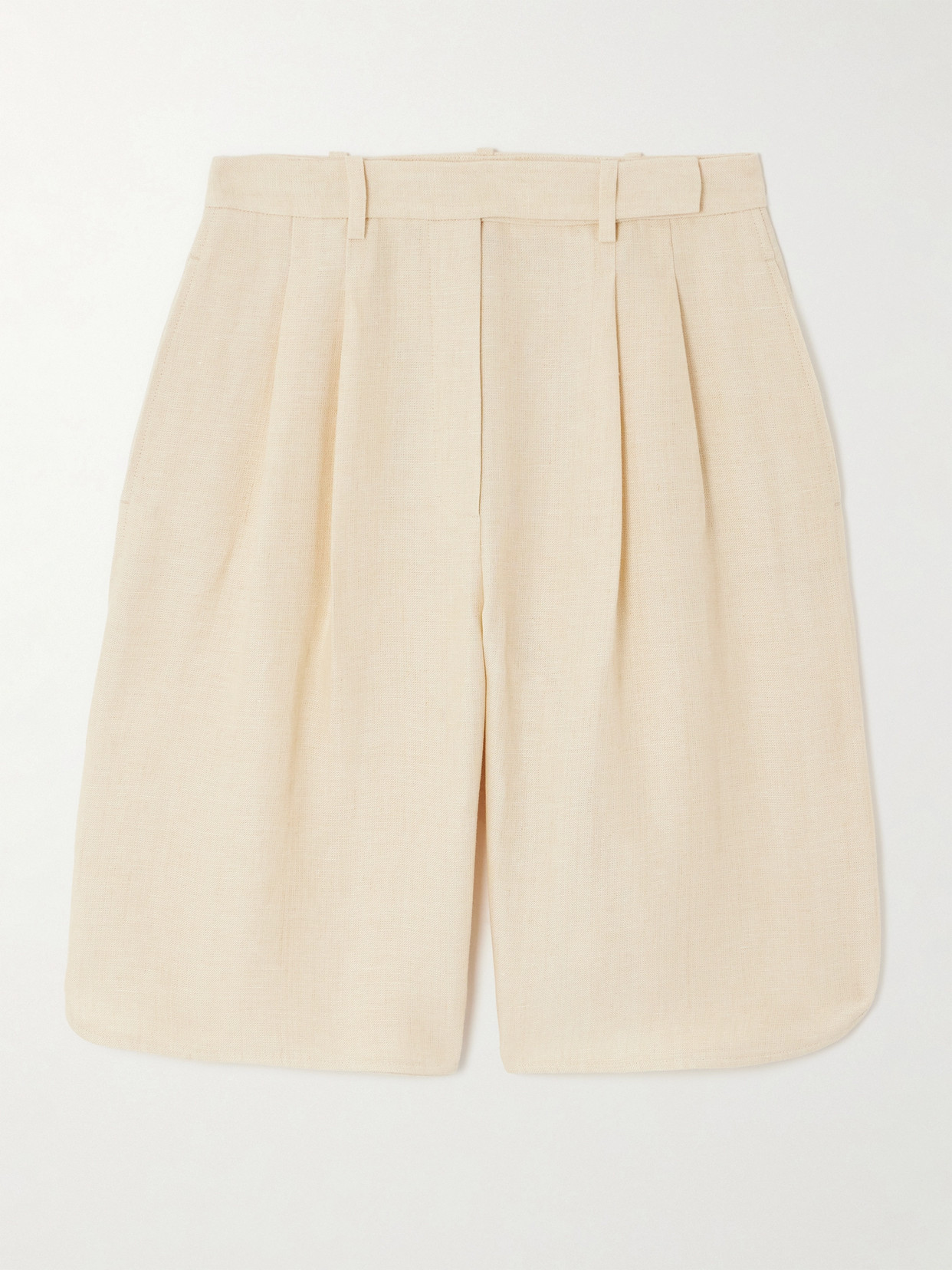 Loro Piana Pleated Linen Straight-leg Shorts In Cream