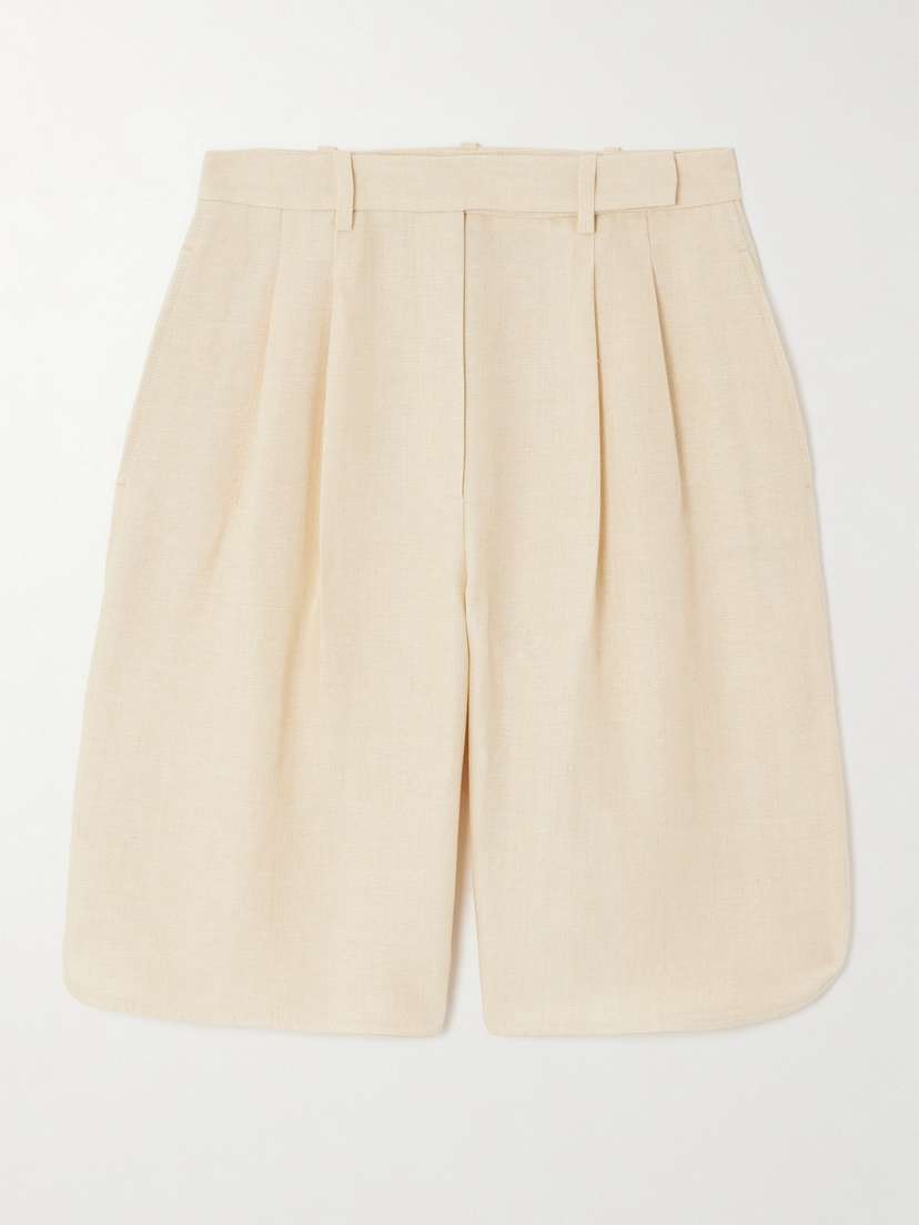 Loro Piana Pleated Linen Straight-leg Shorts