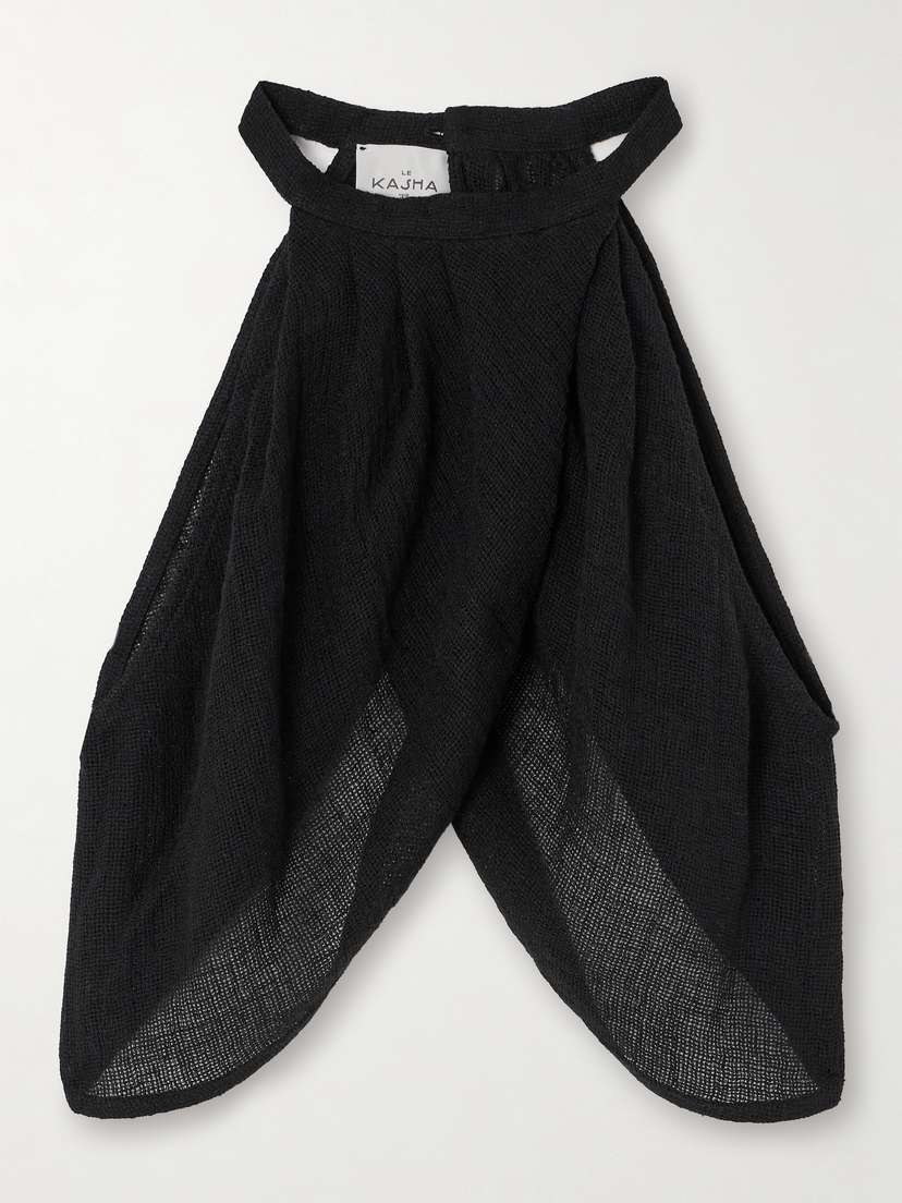 Le Kasha Alger Draped Linen-gauze Top