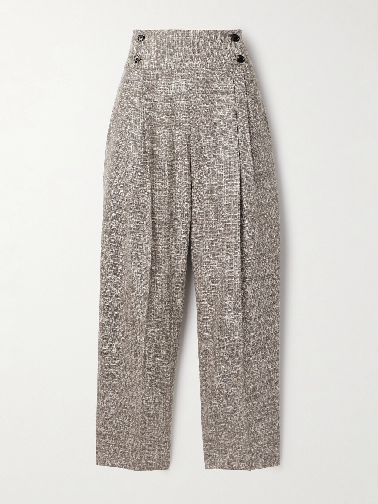 Loro Piana Pleated Wool-blend Tapered Pants In Gray