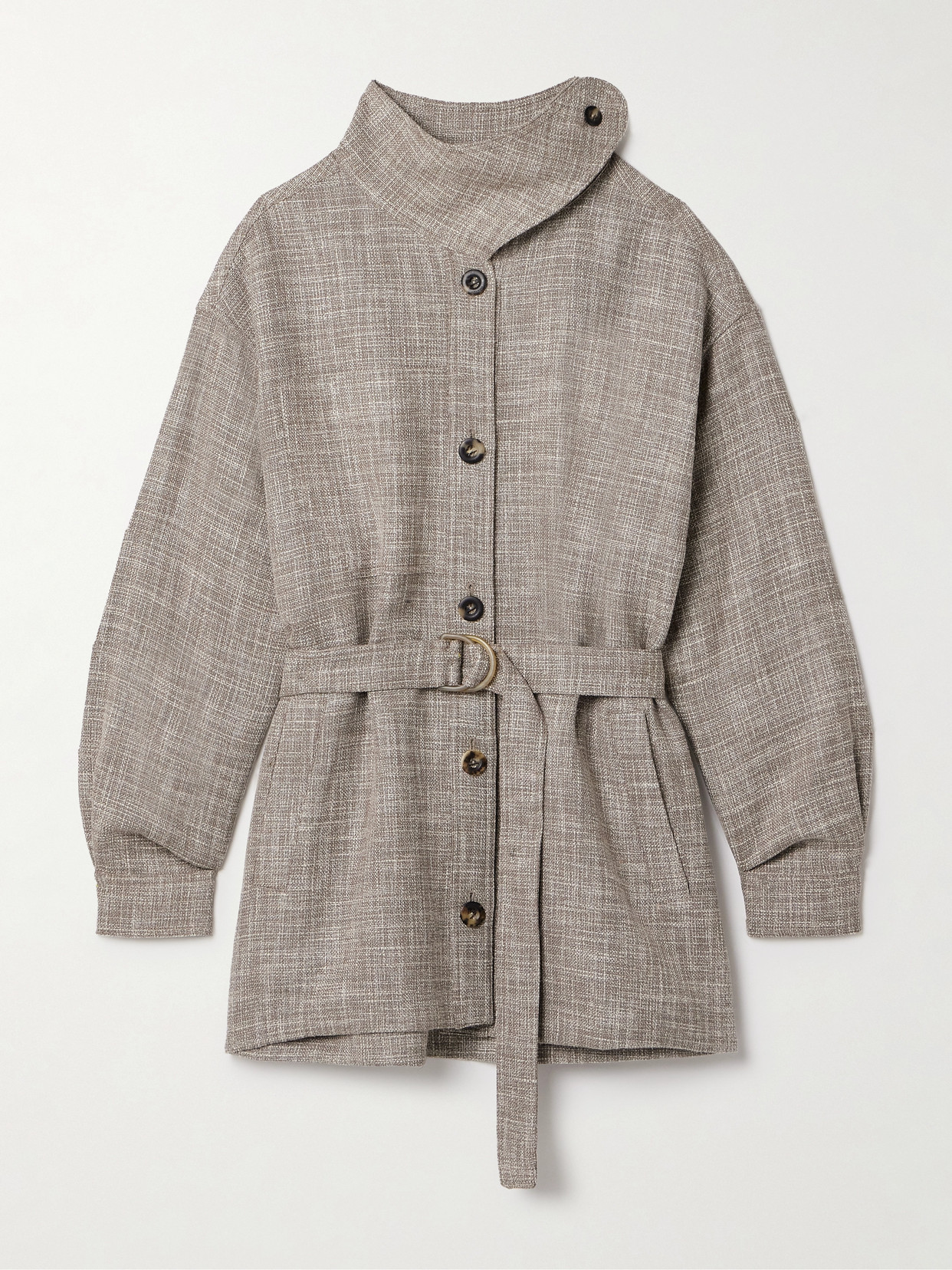 Loro Piana Belted Wool-blend Jacket In Grey