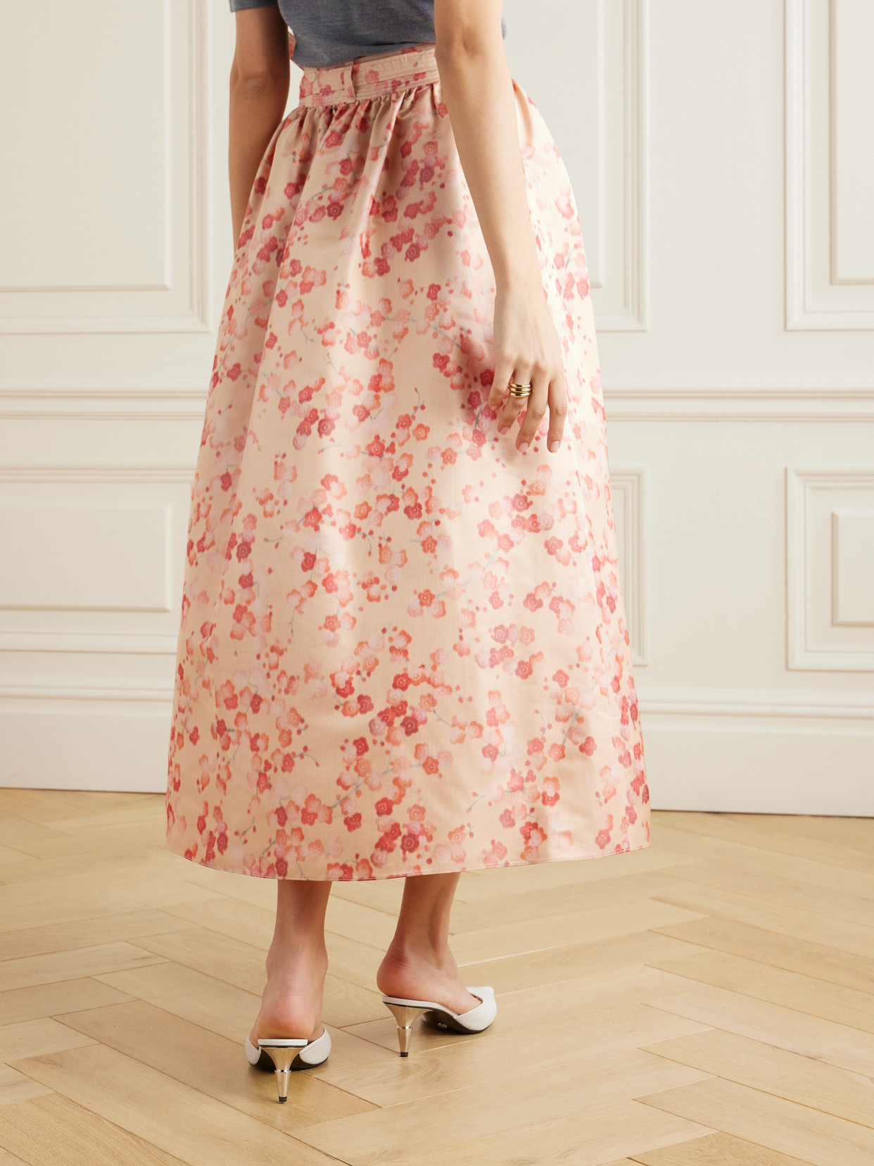 Leah Gathered Silk-Jacquard Midi