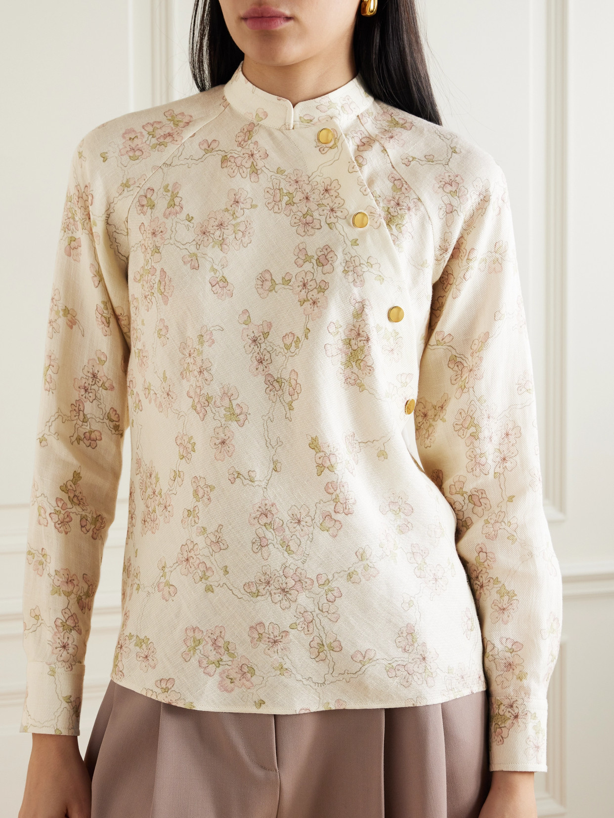 Klara Floral-Print Linen And Cotton-Blend Twill Blouse