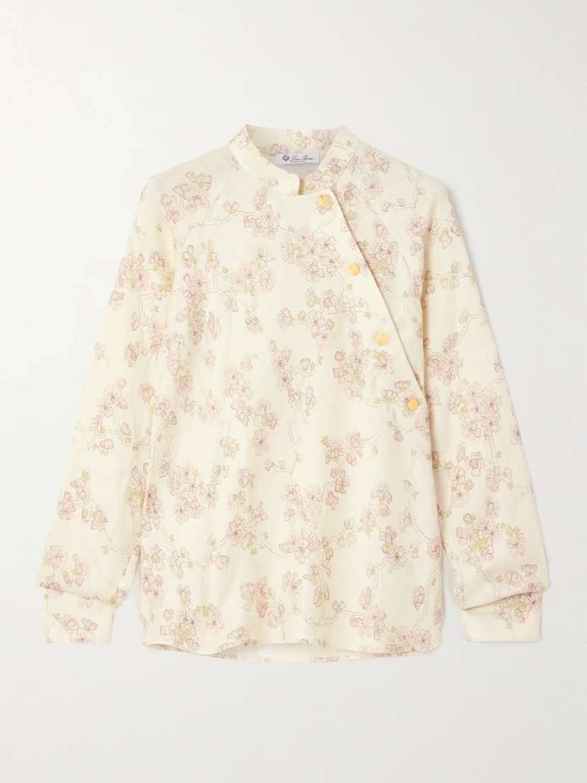 Loro Piana Klara Floral-print Linen And Cotton-blend Twill Blouse