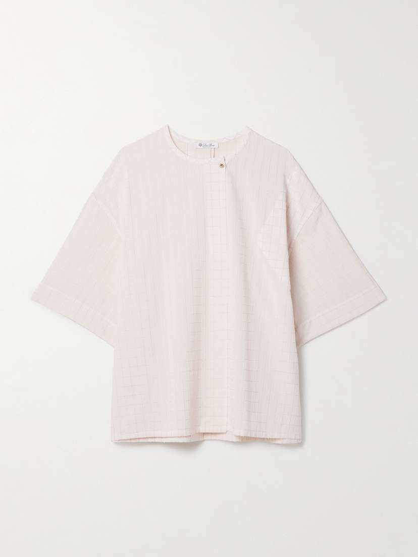 Loro Piana Checked Metallic Cotton-blend Voile Blouse