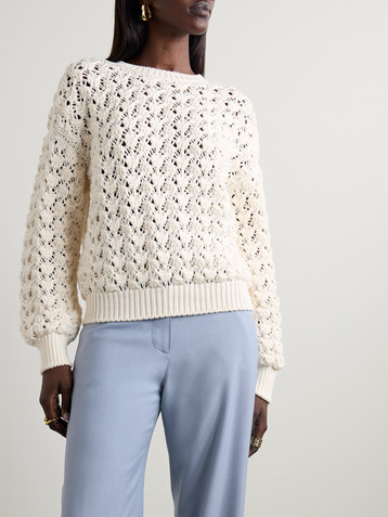 Loro Piana Nikko open-knit cotton and silk-blend sweater