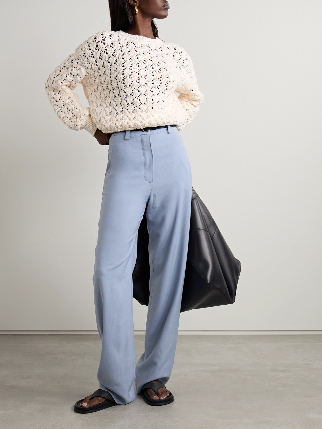 Loro Piana Nikko Open-knit Cotton And Silk-blend Sweater In White