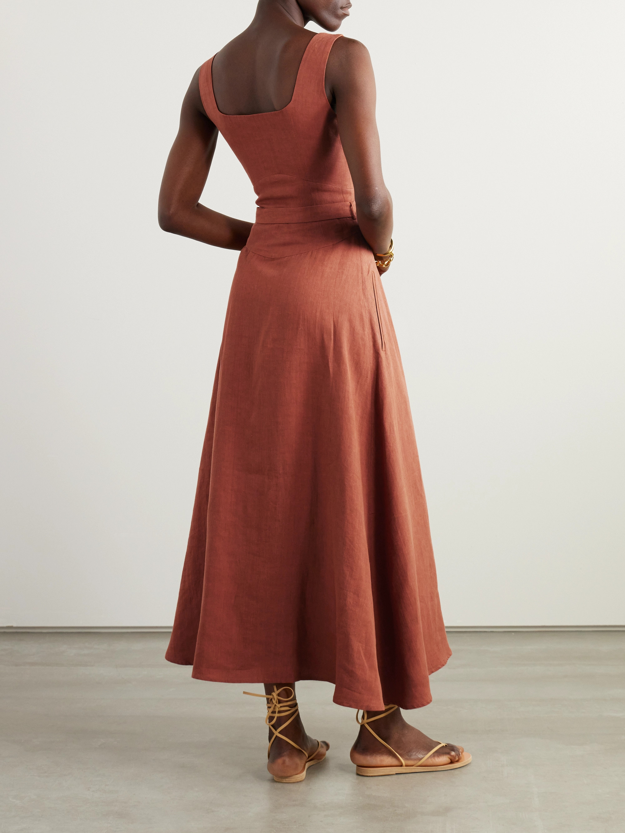 Le Kasha Subu belted linen midi dress thumbnail