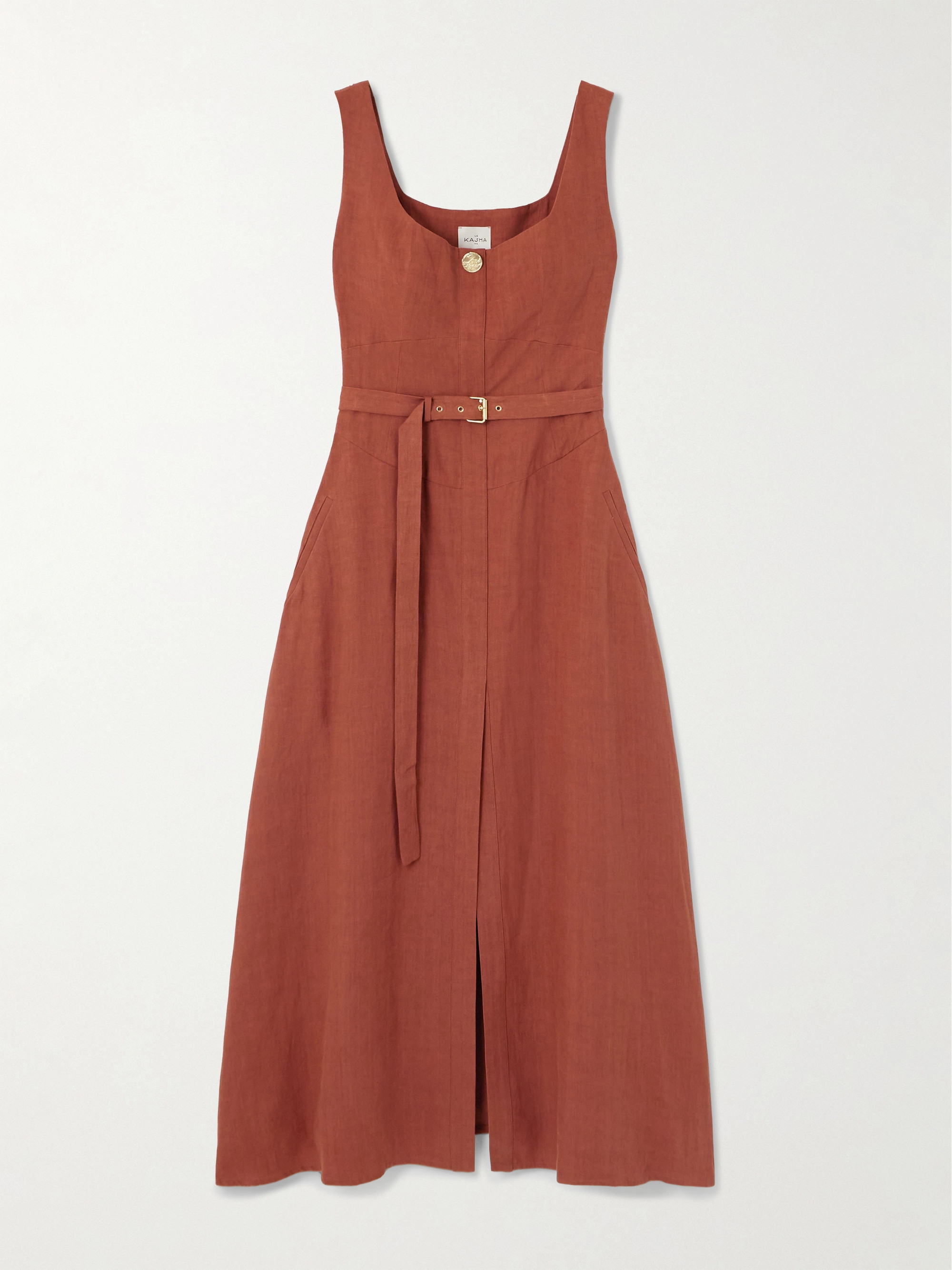 Le Kasha Subu belted linen midi dress thumbnail