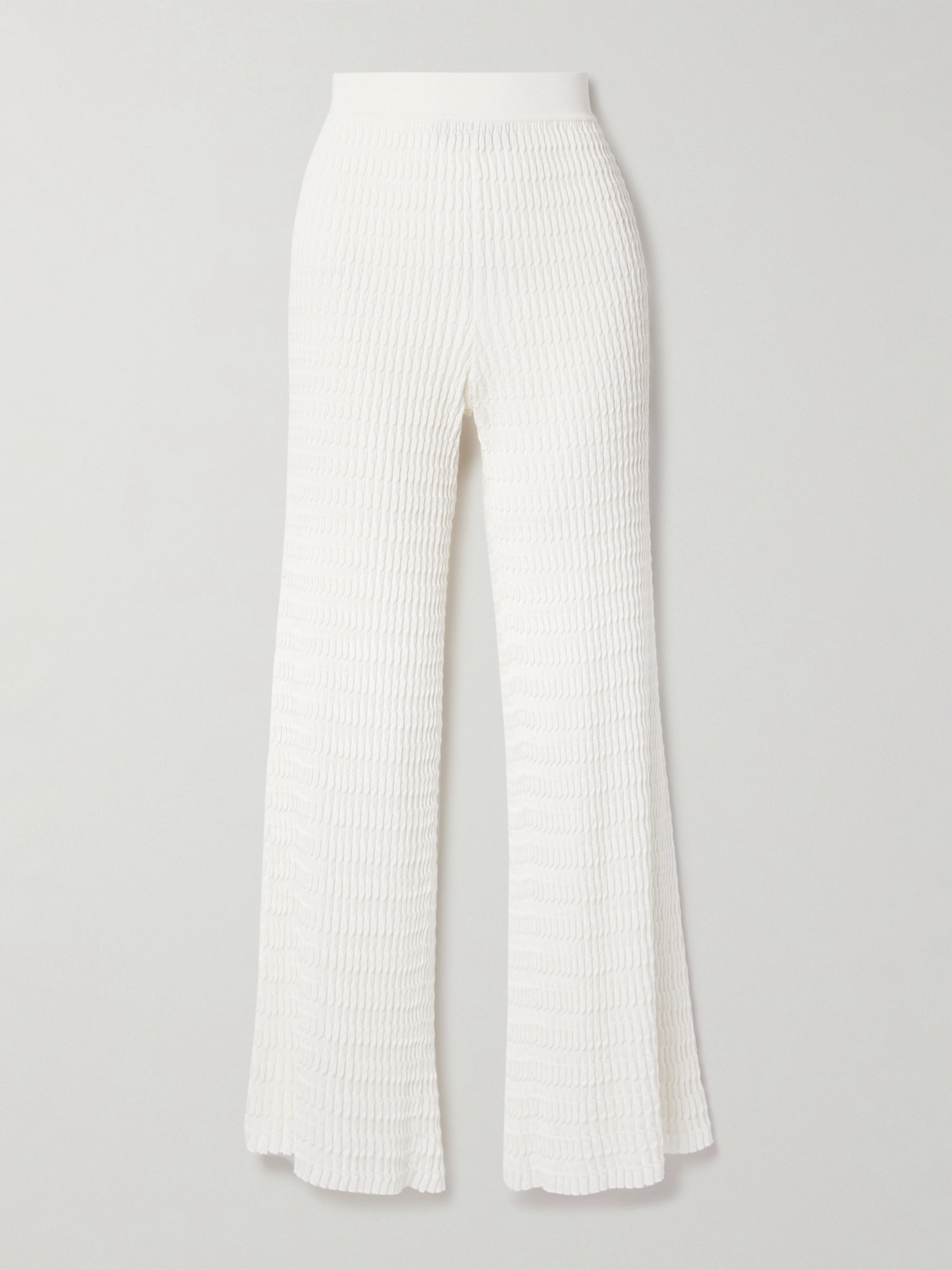 Loro Piana Ribbed Cotton Wide-leg Pants In White