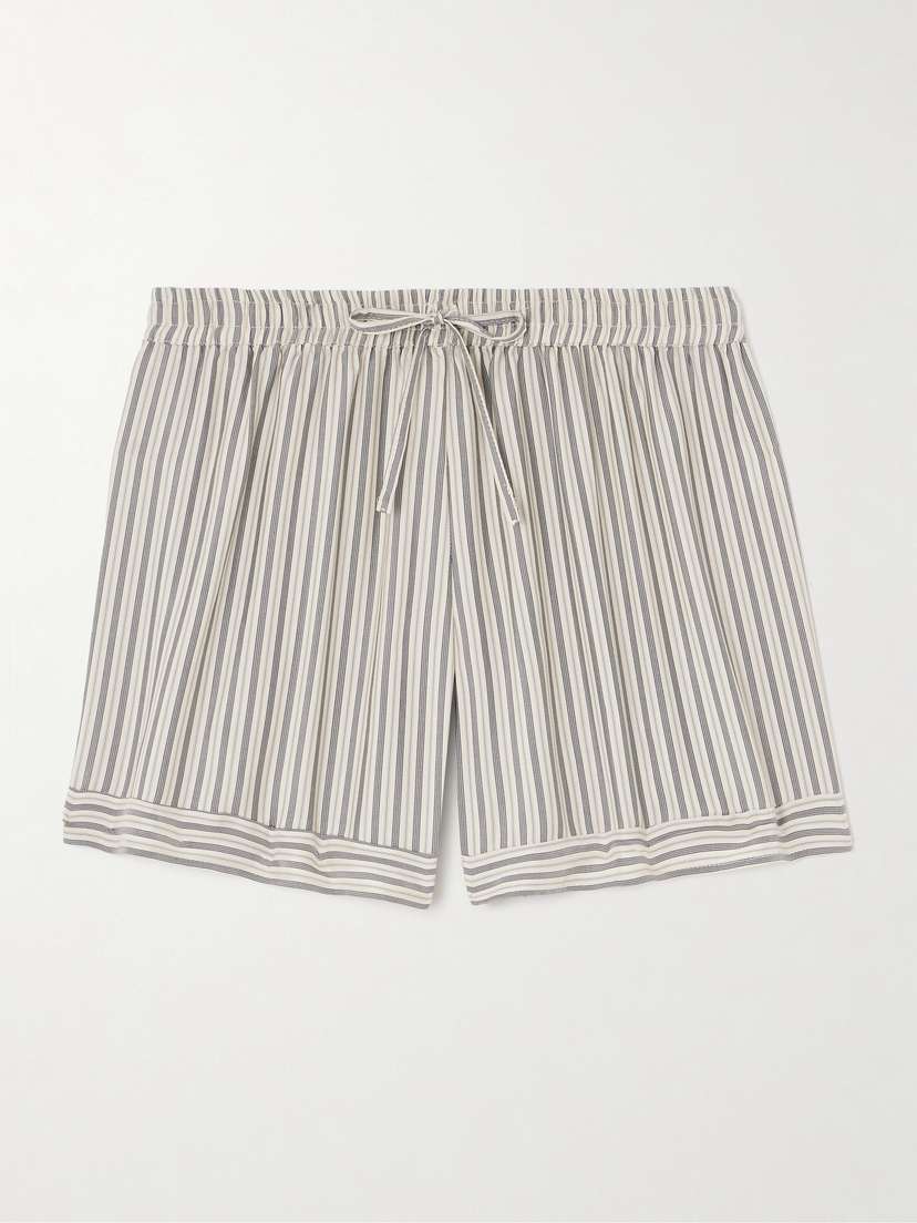 Le Kasha Kensu Striped Silk-satin Shorts