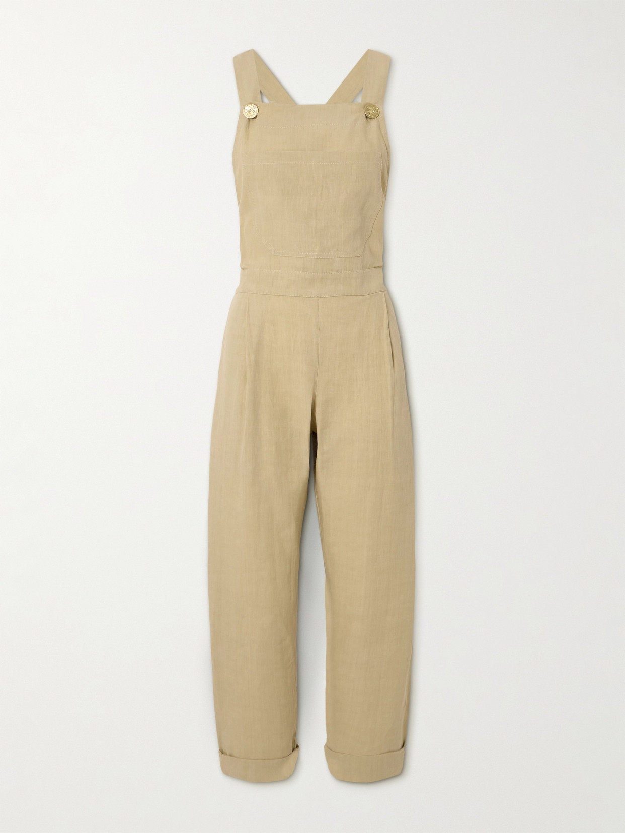 Le Kasha Sharani Linen Overalls In Neutrals