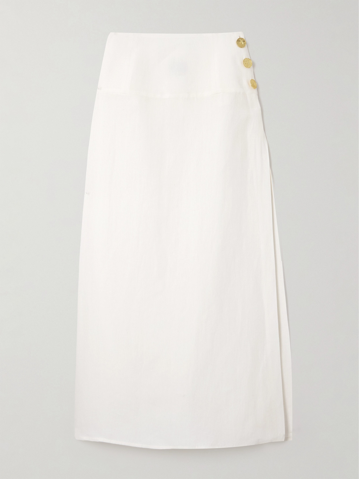 Le Kasha Haifal Linen Midi Skirt In White