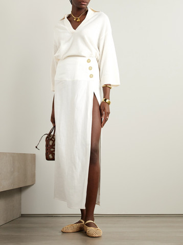 Le Kasha Haifal linen midi skirt